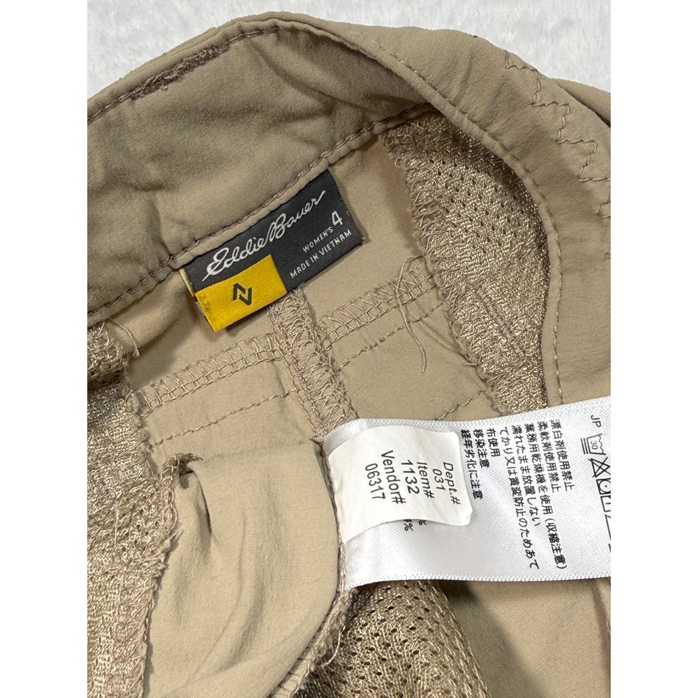 Eddie Bauer Travex Horizon Cargo Capri Pants Womens 4 Khaki Tan Stretch 5524 - Picture 3 of 9